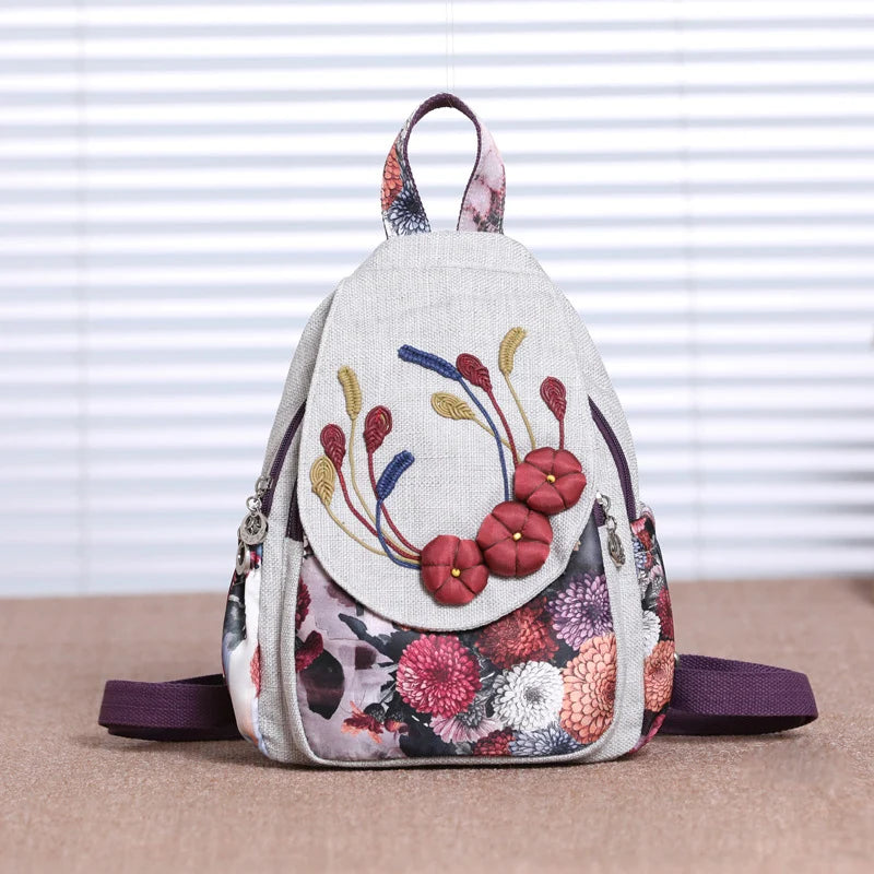 Vintage Floral Embroidered Backpack - Exclusive