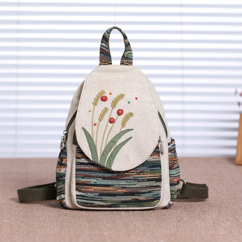 Vintage Floral Embroidered Backpack - Exclusive
