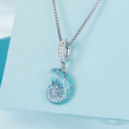 925 Sterling Silver Necklace with Zircon Shell Pendant